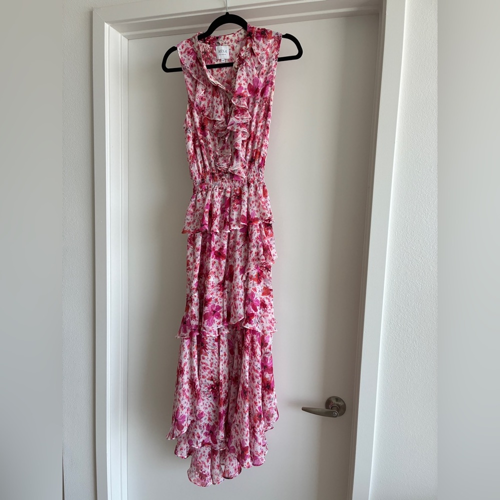 Misa Los Angeles Floral Pink Sleeveless Maxi Dress
